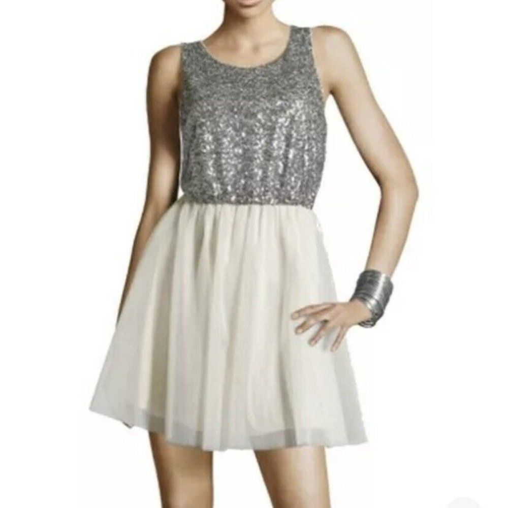 H&M Divided Sequins Tulle Fit Flare Skater Dress Party Wedding Cocktail Size 4 - Picture 2 of 12